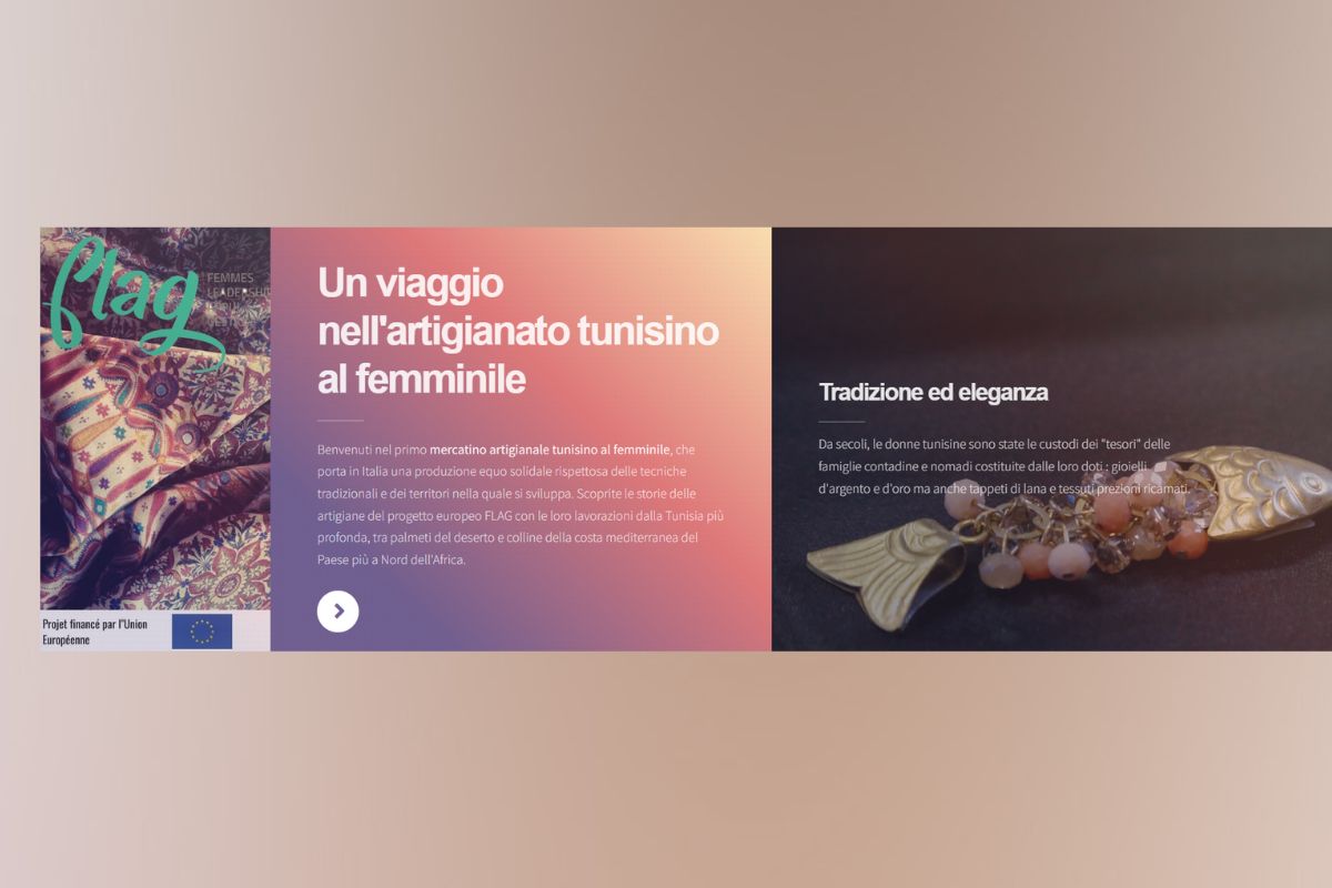 Screenshot della vetrina digitale FLAG Artigianato femminile 100% Made in Tunisia
